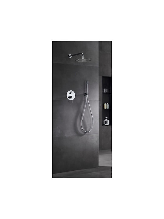 Imex Built-in Mixer, Hand Shower & Shower Head Set for Shower 2 Exits Silver