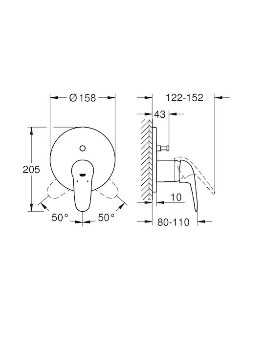 Grohe Eurostyle за душ кабина Сребрист