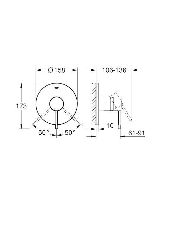Grohe Essence за душ кабина 1 Изход Сребрист