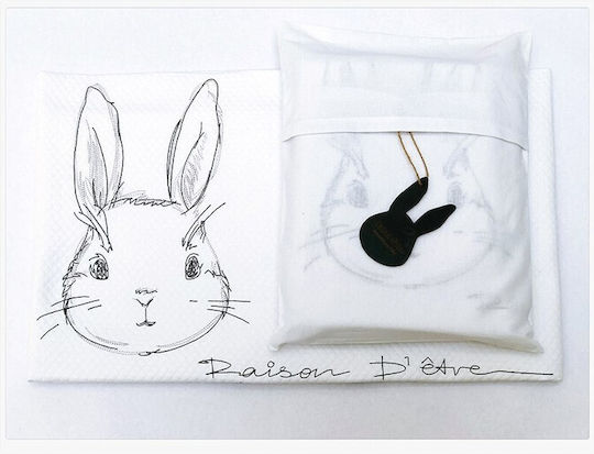 Raison D' Etre Blanket Cot Rabbit De Niro Waffle White 120x160cm