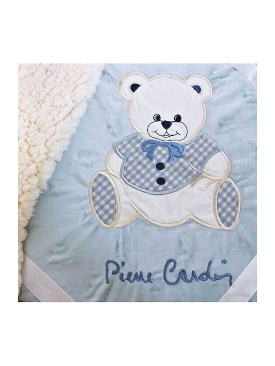 Pierre Cardin Blanket Nursery Swaddling Blankets Teddy Fleece Blue 80x110cm.