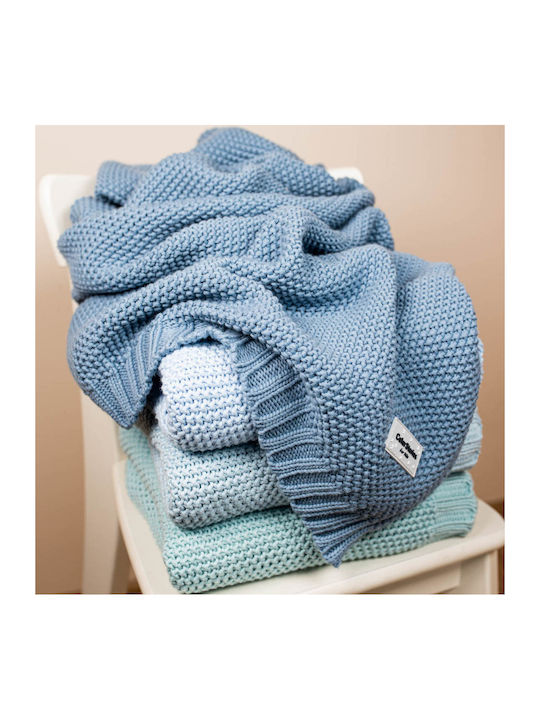 Color Stories Blanket Nursery Swaddling Blankets Knitted Blue Ocean Blue 90x75cm