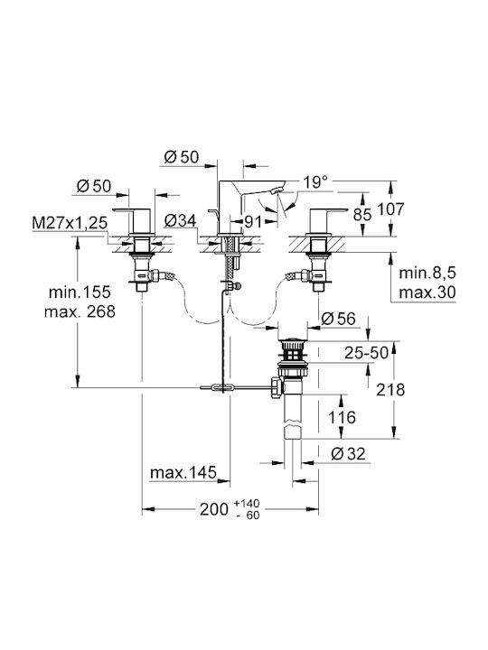 Grohe Bauedge Amestecare Robinet Chiuvetă Argintiu