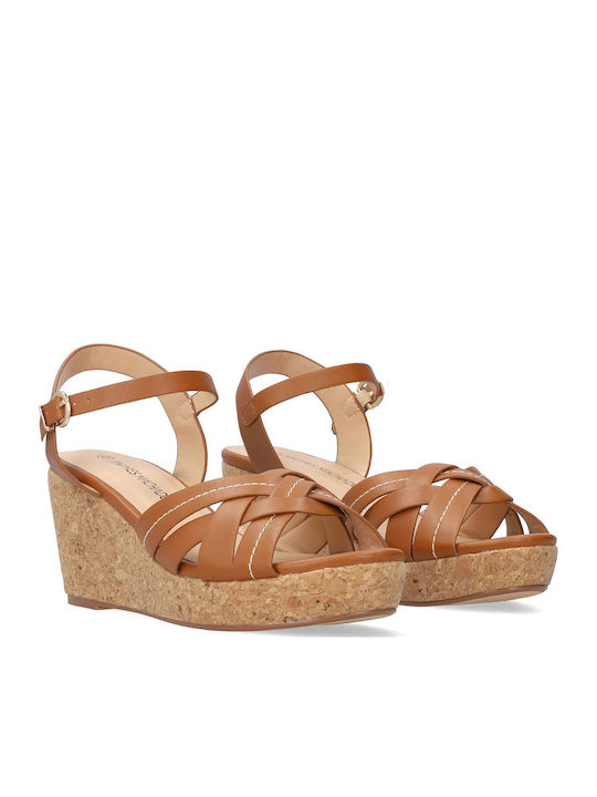 Women's Ankle Strap Platforms Brown