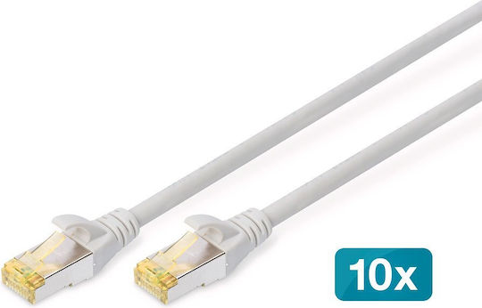 Digitus S/FTP Cat.6a Gigabit Network Cable Ethernet 1m Gray 10 Pieces