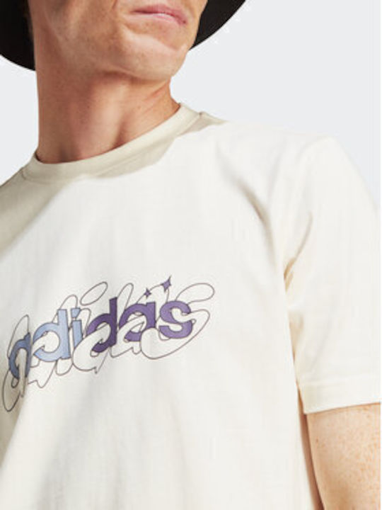 Adidas Linear Ανδρικό T-shirt Κοντομάνικο Εκρού