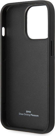 BMW Diamond Pattern Umschlag Rückseite Leder Schwarz (iPhone 14 Pro)