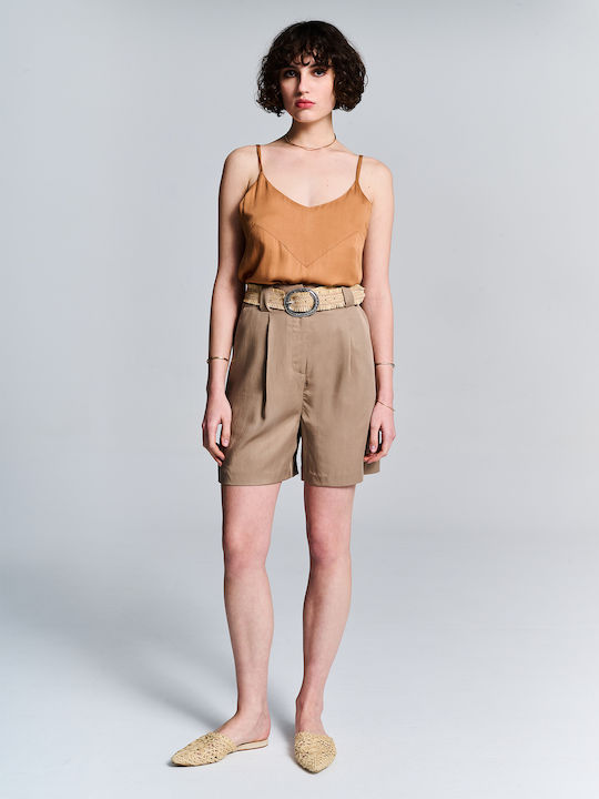 Liana Women's Blouse Sleeveless Brown