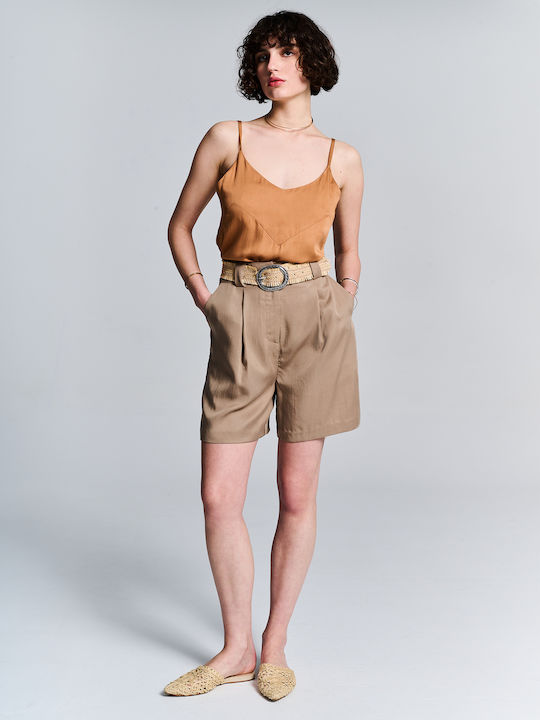 Liana Women's Blouse Sleeveless Brown