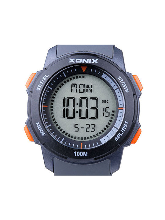 Xonix Digital Uhr mit Gray / Gray Kautschukarmband