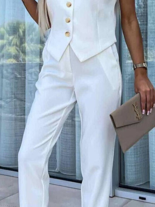Woman's Fashion Women's White Set with Trousers