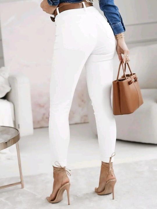 Woman's Fashion Femei Tesatura Pantaloni WHITE