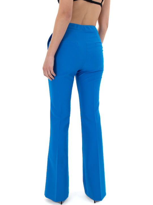 Dama Talie înaltă Tesatura Pantaloni cu Croială Bootcut Blue