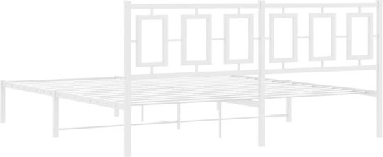 Pat King Size Metalic Alb Cu Plăci Pentru Saltea 183x213cm