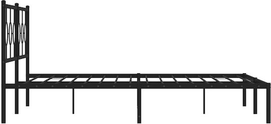 Pat King Size Metalic Negru Cu Plăci Pentru Saltea 193x203cm