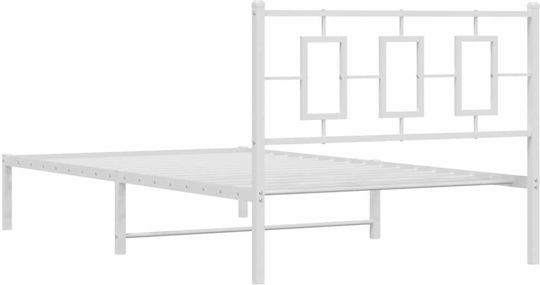 Pat Metalic Alb Cu Plăci Pentru Saltea 107x203cm