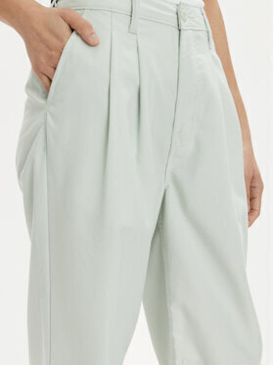 Women's Fabric Trousers Relaxed Fit Green