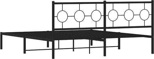King Size Metallbett Schwarz mit Lattenrost für Matratze 183x213cm