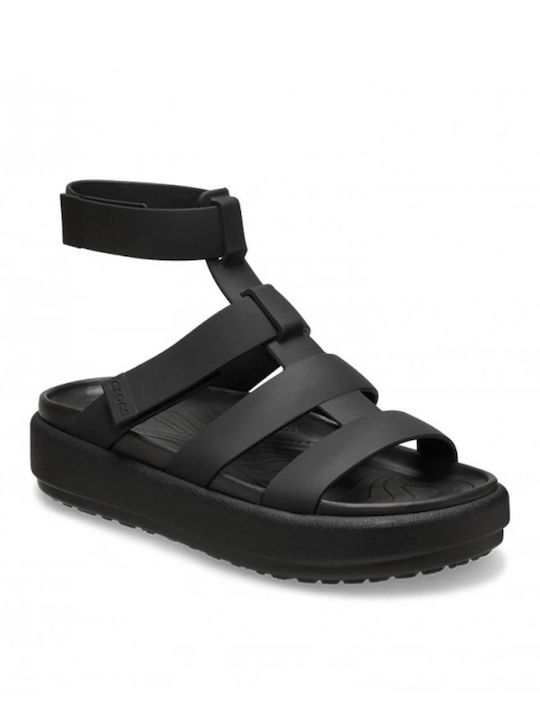 Crocs Damen Flache Sandalen Gladiator in Schwarz Farbe