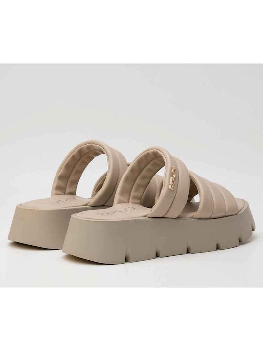 Replay Women's Flat Sandals Flatforms in Beige Color