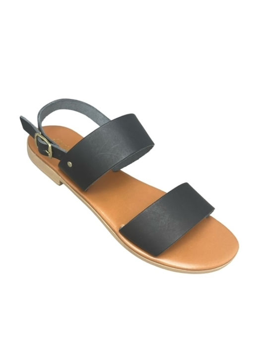 Smart Steps Leather Women's Flat Sandals in Black Color