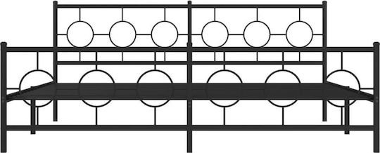 Pat King Size Metalic Negru Cu Plăci Pentru Saltea 193x203cm