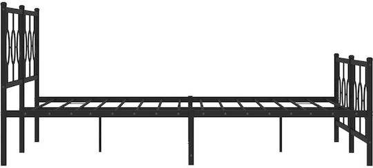 Pat King Size Metalic Negru Cu Plăci Pentru Saltea 193x203cm