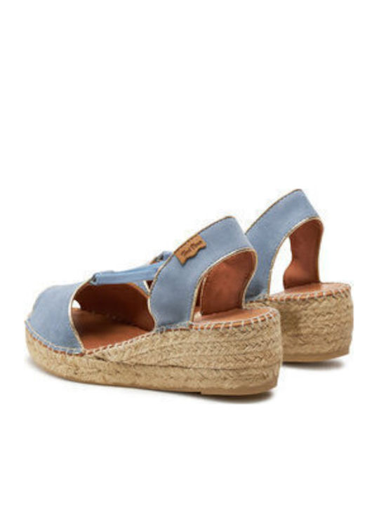 Bilda Damenplattformen im Espadrilles-Stil Blau