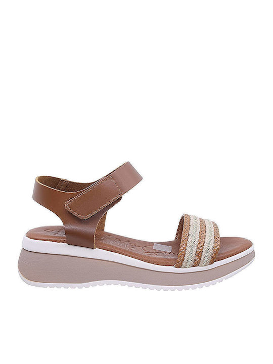 Women's Leather Ankle Strap Platforms Tabac Brown