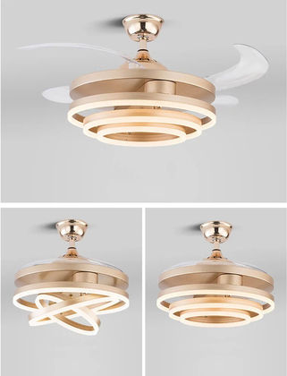 Powertech Deckenventilator 106cm mit Leuchte Transparent / Gold