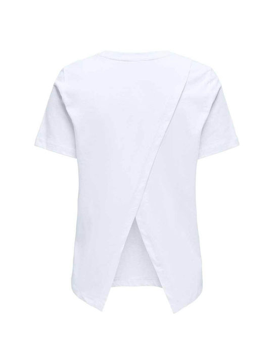 Only Damen Bluse Baumwolle Kurzärmelig Bright White