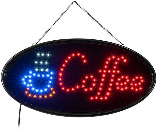 Globostar 75687 Led знак Овален знак Кафе лампа с овална маркировка Ac 230v гнездо M48 X W1.8 X H24.5cm