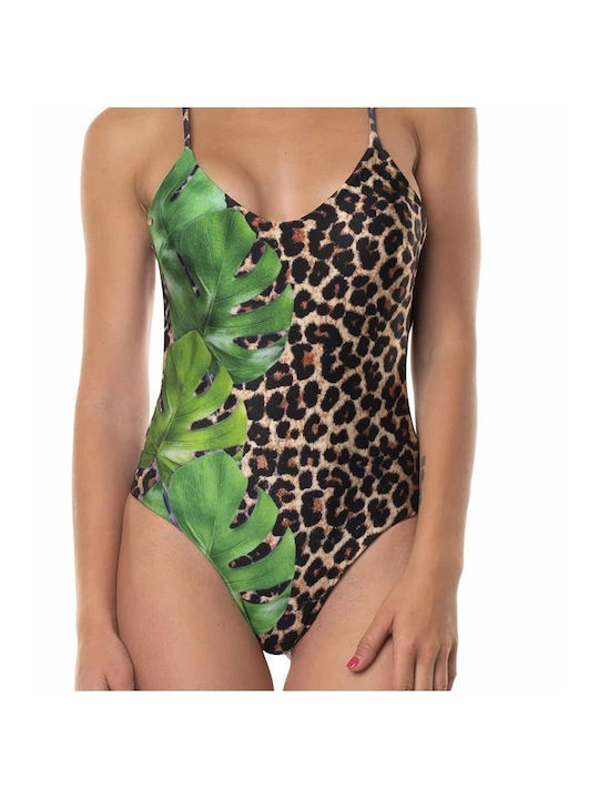 Acquadicocco One-Piece Swimsuit with Padding Animal Print Brown