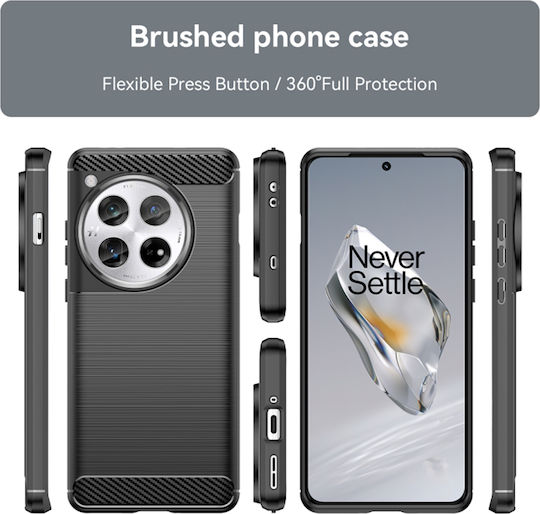 Techsuit Carbon Umschlag Rückseite Silikon Schwarz (OnePlus 12)
