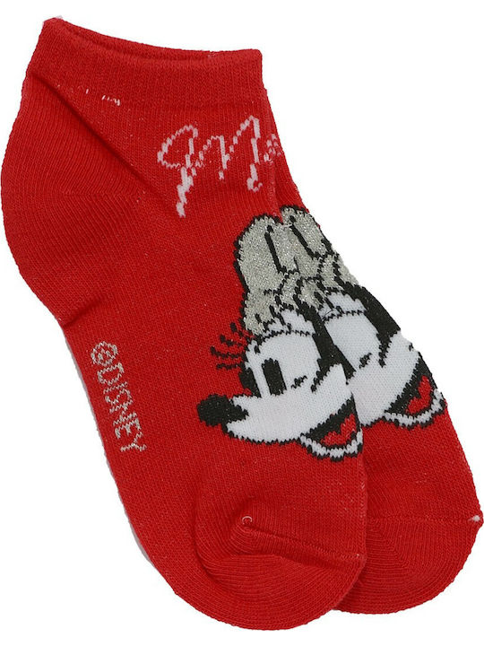 Disney Παιδικά Σοσόνια Minnie Mouse Κόκκινο 3 Ζευγάρια