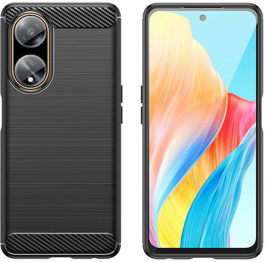 Hurtel Carbon Back Cover Σιλικόνης Μαύρο (Oppo A98)