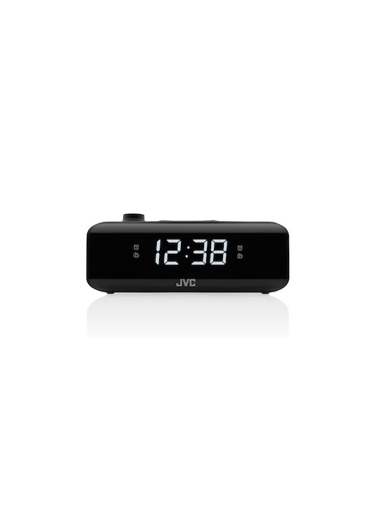 JVC Ceas De Masă Digital Led Cu Ceas Deșteptător Și Radio Negru RA-E211B