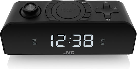 JVC Επιτραπέζιο Ψηφιακό Ρολόι LED με Ξυπνητήρι & Ραδιόφωνο Μαύρο RA-E211B