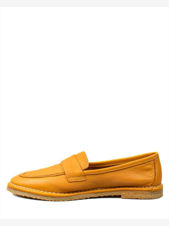 Chacal Leather Women's Loafers in Yellow Color