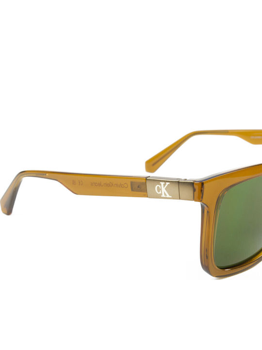 Calvin Klein Unisex Sunglasses with Yellow Plastic Frame and Green Lens CKJ24601S 261