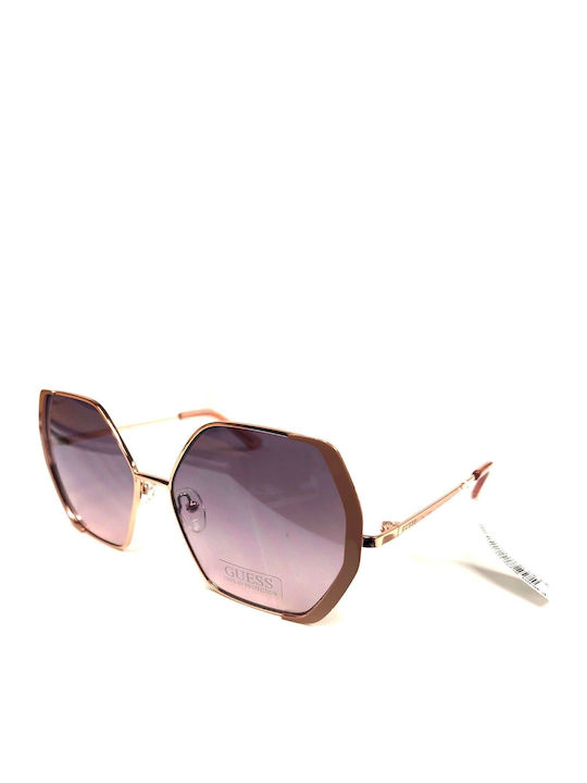 Guess Women's Sunglasses with Gold Metal Frame and Purple Gradient Lens GF0387/28U