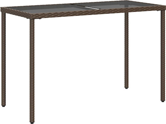 Masa pentru spații exterioare Rattan cu suprafață din sticlă CAFE 115x54x74buc