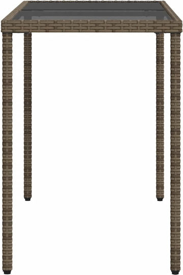 Masa pentru spații exterioare Rattan cu suprafață din sticlă Gri 115x54x74buc
