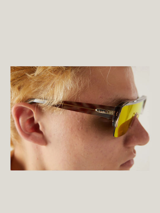 Komono Aksel Unisex Ochelari De Soare Cu Ramă Din Plastic Maro Tortoise Și Lentile Polarized Galbene KOM-S10277