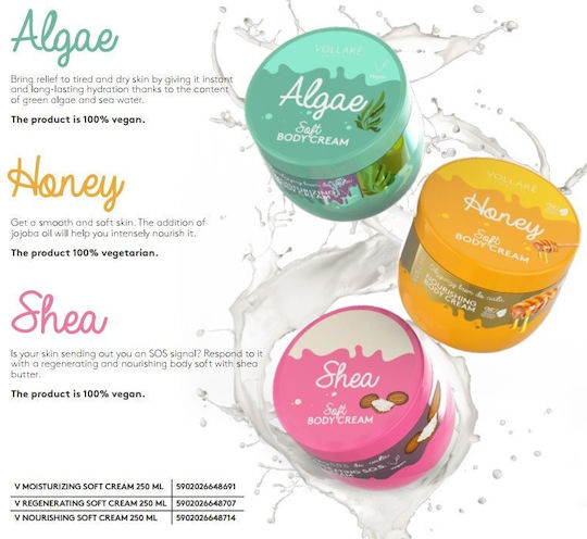 Vollare Cosmetics Soft Moisturizing Cream Body with Aloe Vera 250ml