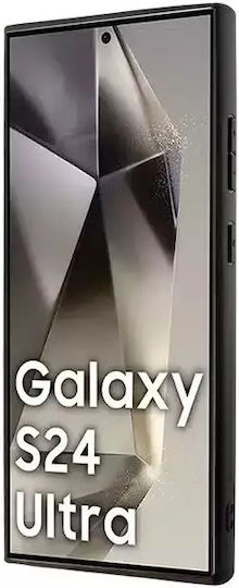 BMW Signature Leather Crossing Lines Pattern Umschlag Rückseite Leder Schwarz (Galaxy S24 Ultra)