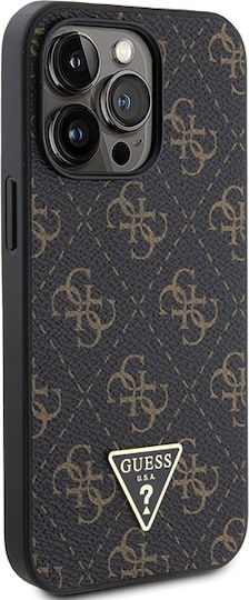 Guess Triangle Metal Logo Umschlag Rückseite Synthetisches Leder Schwarz (iPhone 14 Pro Max)