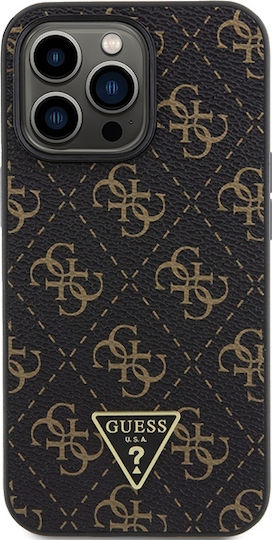 Guess Triangle Metal Logo Umschlag Rückseite Synthetisches Leder Schwarz (iPhone 14 Pro Max)