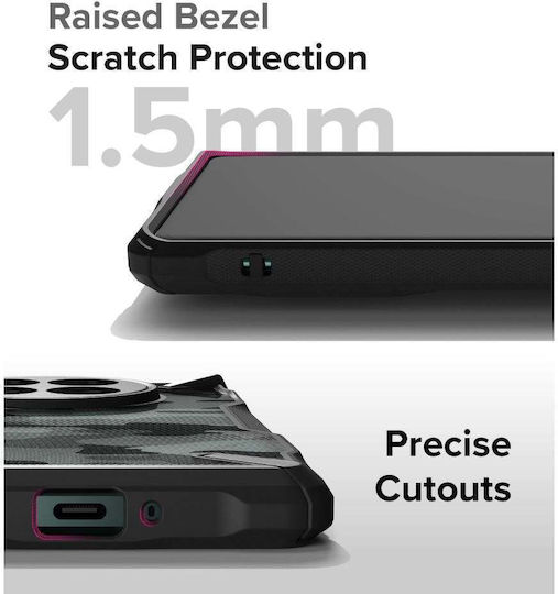 Ringke Fusion X Задна корица Силикон 2мм с Каишка Камуфлажно черно (OnePlus 12)