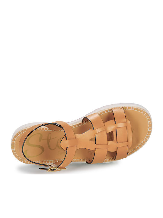 Flache Sandalen für Damen in Braun Farbe